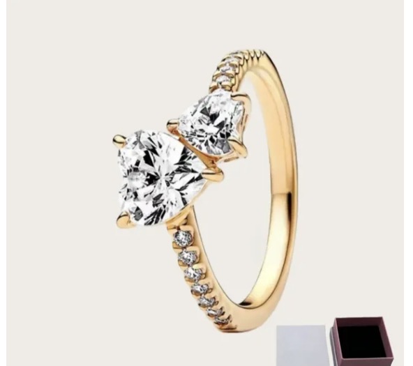 Gold Clear Double Heart