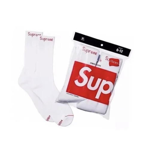 White Supreme socks